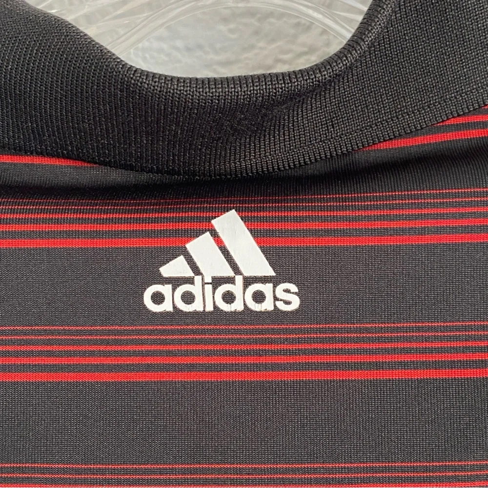 adidas Golf Men's Black & Red Striped Polo Shirt Top Large